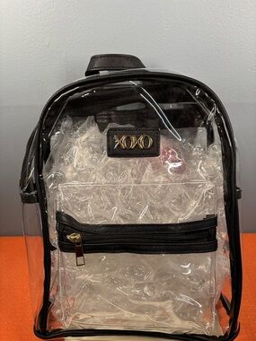 XOXO Clear Backpack with Black Trim and Gold Accent